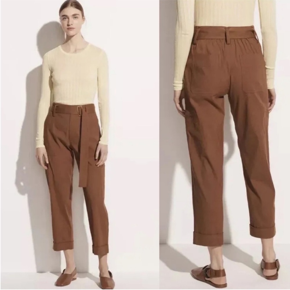 Vince Belted Cropped Linen Pants